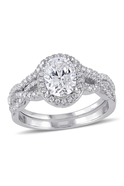 Delmar Sterling Silver Cz Twist Bridal Ring Set