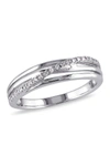 Delmar Sterling Silver Wrapped Diamond Row Ring In Silver