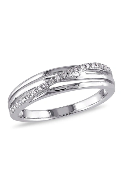 Delmar Sterling Silver Wrapped Diamond Row Ring
