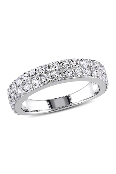 Delmar Sterling Silver Pave Created White Sapphire Band