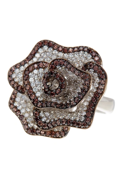 Suzy Levian Sterling Silver Chocolate Cz Ring In Chocolate