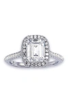 Suzy Levian Sterling Silver Emerald Cut Cz Ring In White
