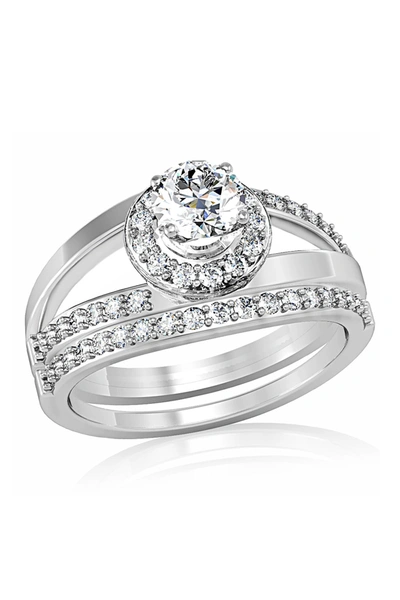 Covet Rhodium Plated Classic Cz Engagement Ring
