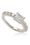 Suzy Levian Sterling Silver Assher Cut Cubic Zirconia Bridal Eternity Band In White