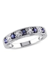 Delmar Created White & Blue Sapphire Ring In Blue