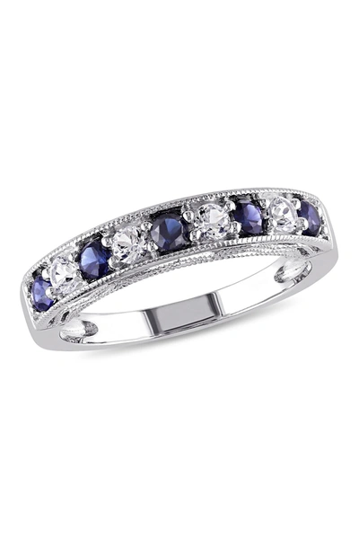 Delmar Created White & Blue Sapphire Ring