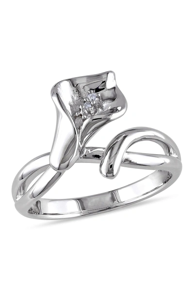 Delmar Sterling Silver Calla Lilly Diamond Ring