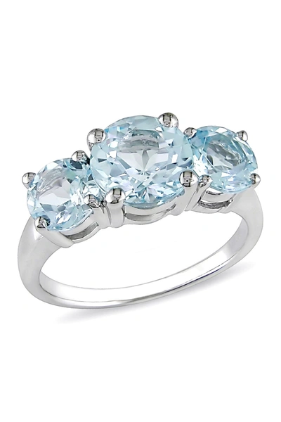 Delmar Sterling Silver Blue Topaz Triple Stone Ring
