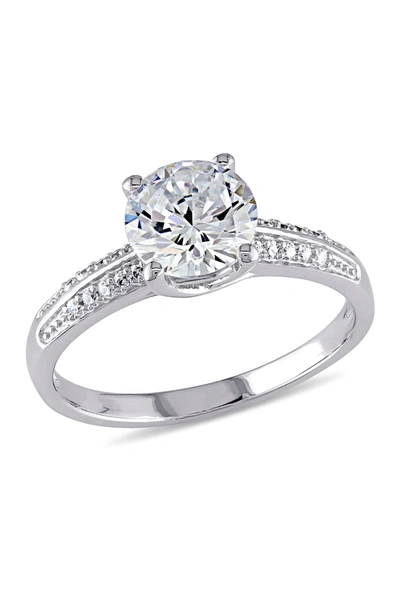 Delmar Sterling Silver Cz Accent Engagement Ring