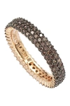 Suzy Levian 14k Rose Gold Plated Micro-pave Brown Cz Eternity Band Ring In Chocolate