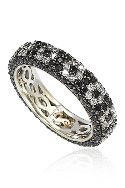 Suzy Levian Flower Eternity Band Ring In Black