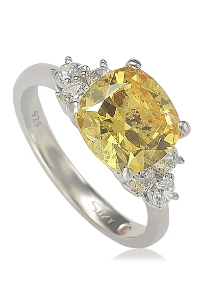 Suzy Levian Sterling Silver Yellow Cubic Zirconia Engagement Ring