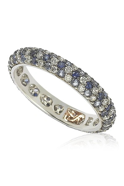 Suzy Levian Sterling Silver Sapphire & Diamond Accent Pave Eternity Band In Blue