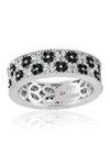 Suzy Levian Sterling Silver Black & White Cz Eternity Band In Black