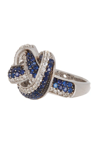 Suzy Levian Sterling Silver Sapphire Twist Ring In Blue