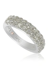 Suzy Levian Sterling Silver 3-row Pave Cz Band Ring In White