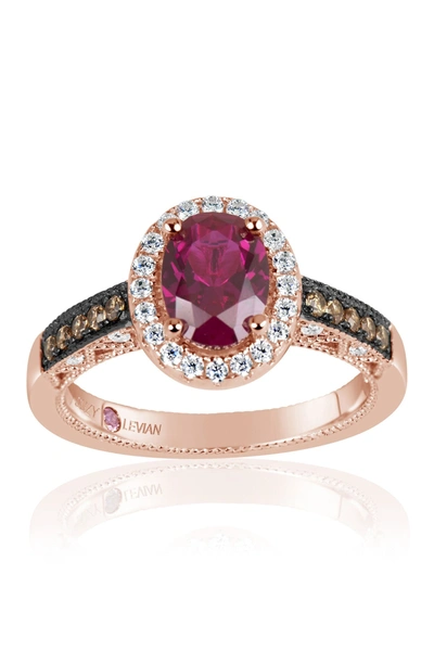 Suzy Levian Pink Rhodium Plated Sterling Silver Get Lost In Lively Cz Ring In Brown
