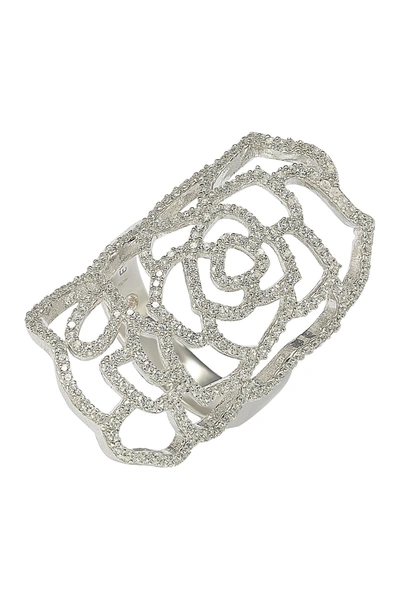 Suzy Levian Sterling Silver Cz Armor Ring In White