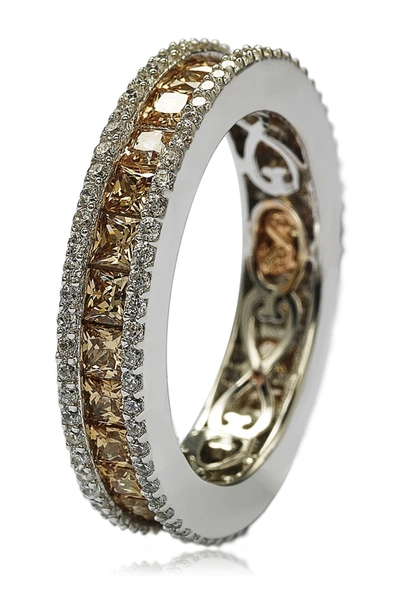 Suzy Levian Brown & White Cz Band Ring
