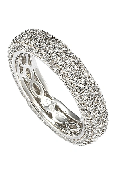 Suzy Levian Sterling Silver Cubic Zirconia White Eternity Band Ring