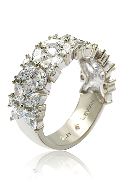 Suzy Levian Multicut Cubic Zirconia Floral Eternity Ring In White