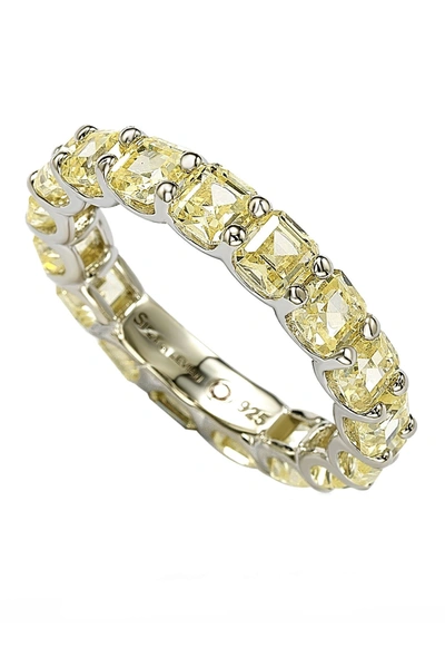 Suzy Levian Sterling Silver Yellow Cz Modern Eternity Band Ring