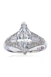 Suzy Levian Sterling Silver Marquise White Cz Ring In White