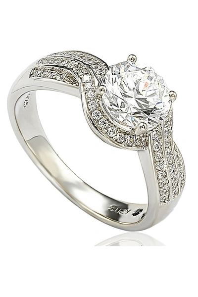 Suzy Levian Sterling Silver White Cz Engagement Ring
