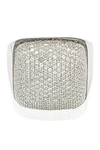 Suzy Levian Sterling Silver White Cz Golden Square Ring In Chocolate