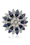 Suzy Levian Created Sapphire, Sapphire & Diamond Flower Ring In Blue