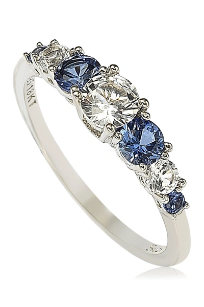 Suzy Levian Sterling Silver Sapphire & Diamond Accent 7-stone Ring In Blue