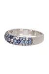 Suzy Levian Sterling Silver Sapphire & Diamond Ring In Blue