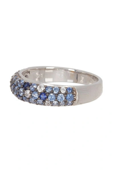 Suzy Levian Sterling Silver Sapphire & Diamond Ring In Blue
