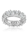 Suzy Levian Sterling Silver Cubic Zirconia Abstract Cluster Eternity Band Ring In White