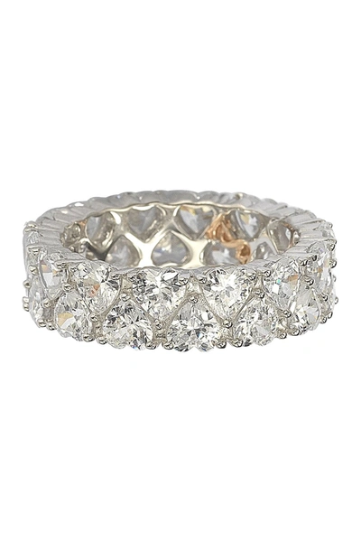 Suzy Levian Sterling Silver Heart Cz Band Ring In White