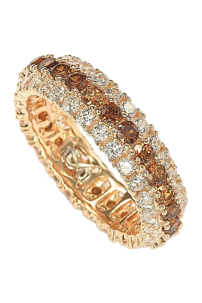 Suzy Levian Rosed Sterling Silver Brown Cubic Zirconia 3 Row Eternity Band