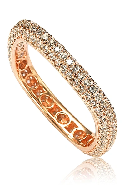 Suzy Levian 14k Rose Gold Plated Sterling Silver Square Stackable Eternity Band Ring