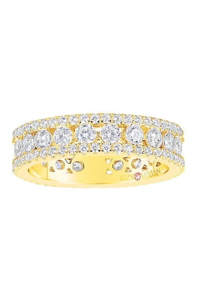 Suzy Levian 14k Gold Cz Modern Eternity Band In Yellow