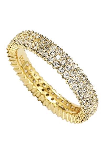 Suzy Levian 14k Yellow Gold Plated Micro-pave White Cz Eternity Band Ring