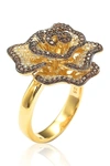 Suzy Levian 14k Yellow Gold Plated Sterling Silver Chocolate Cz Ring