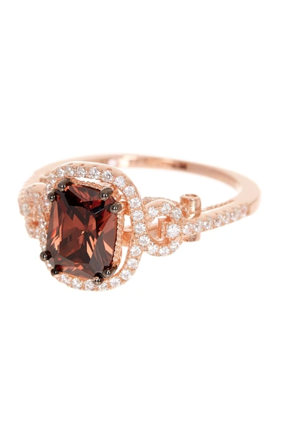 Suzy Levian 14k Rose Gold Plated Sterling Silver Brown Chocolate Cz Ring