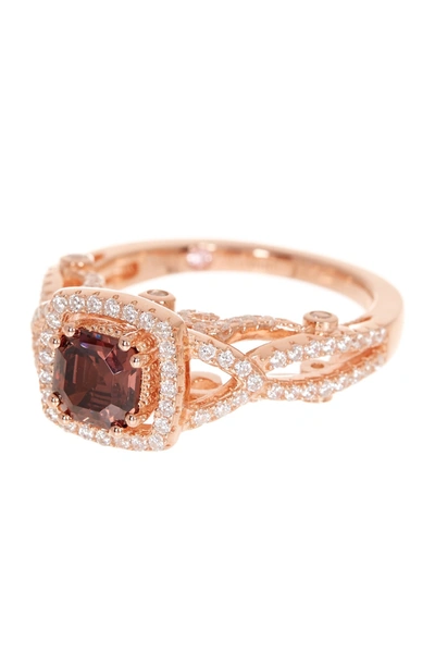 Suzy Levian Asscher-cut Brown & White Cubic Zirconia Engagement Ring