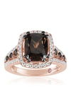 Suzy Levian Rose Sterling Silver Brown Chocolate And White Cubic Zirconia Engagement Ring