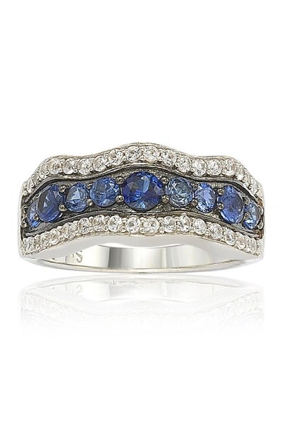 Suzy Levian Sapphire & Diamond Wave Ring In Blue
