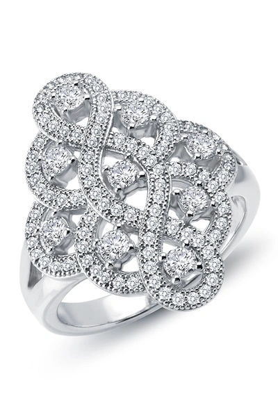 Lafonn Micro Pave Simulated Diamond Sterling Silver Heart Beat Ring In White