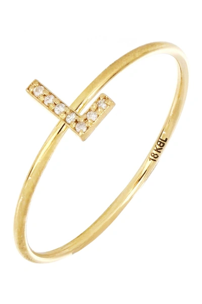 Bony Levy 18k Yellow Gold Pave Diamond Initial Ring In L