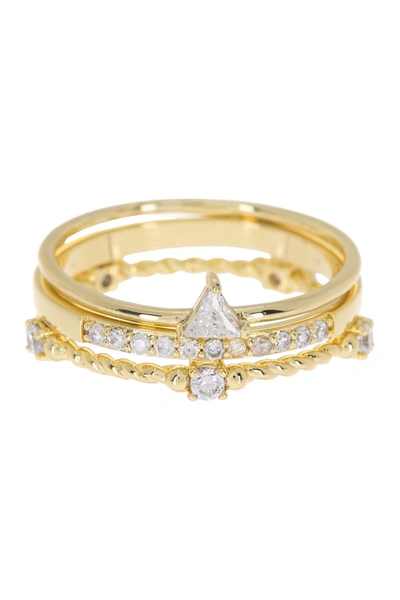 Covet 14k Gold Plated Cz Delicate Stackable Ring Set