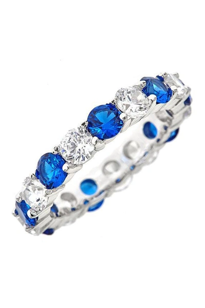 Sterling Forever Sterling Silver Blue Sapphire Cz Eternity Band Ring