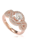 Suzy Levian Rose Sterling Silver White Round Cut Cz Engagement Ring In Rose