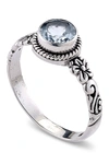 Samuel B Jewelry Sterling Silver Round Blue Topaz Ring In Blue